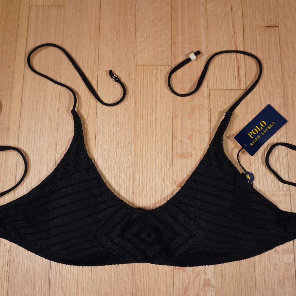 Polo Ralph Lauren Bikini Top Black Size M Polyester Elestane Brand New